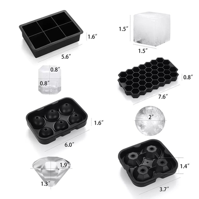 6 τρύπες Στρογγυλό Κύκλο πάγου Κούφος με Honeycomb Square Ice Tray και Diamond Ice Cube Tray