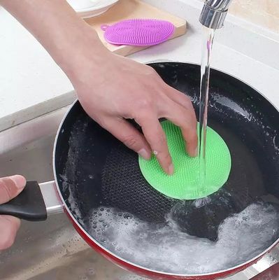 Διπλής όψεως κυκλική βούρτσα πλύσης πιάτων Σιλικόνη καθαριστική βούρτσα για καθαρισμό κουζίνας