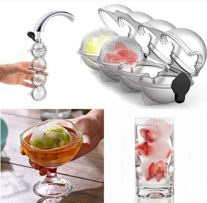 DIY Σιλικόνη παγοπλαστική Ουίσκι Χόκεϊ πάγου Τέσσερις τρύπες Μούλντ Στρογγυλό πλαστικό Μούλντ μπάλα πάγου
