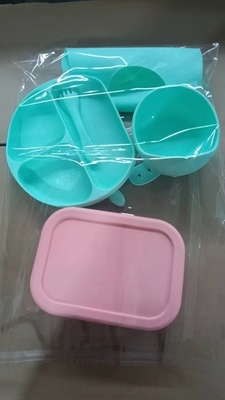 Σιλικόνη βρέφος σίτ 5pcs Βέλτιστη Ανερόφρονη Ασφάλεια Εύκολο Καθαρό Κούπα με κουτάλι Bib
